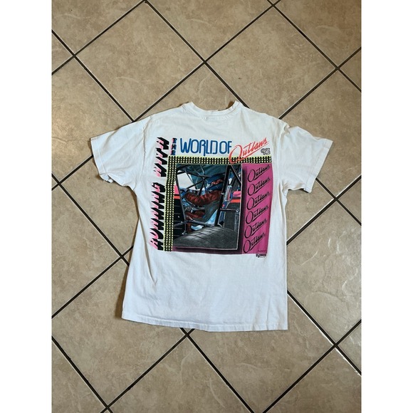 Vintage 1993 World of Outlaws Sprint Car Racing Tee Hanes Beefy-T M Neon Print - Picture 3 of 6